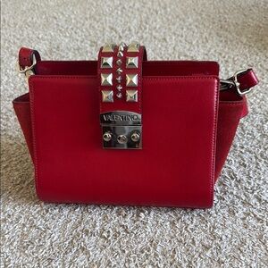 Authentic Valentino Red Studded Crossbody Bag